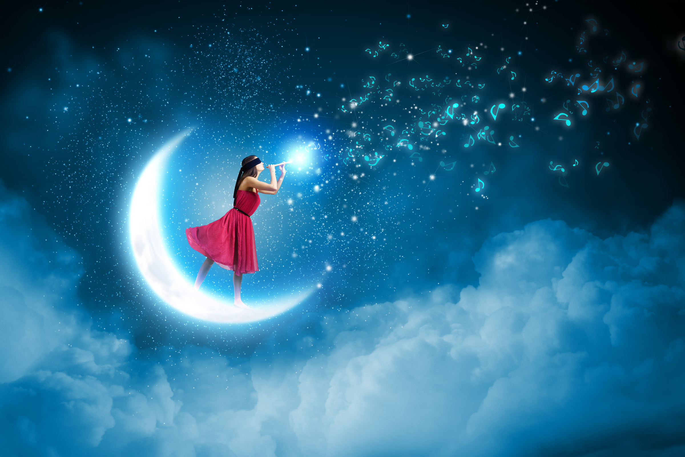 Woman standing on moon